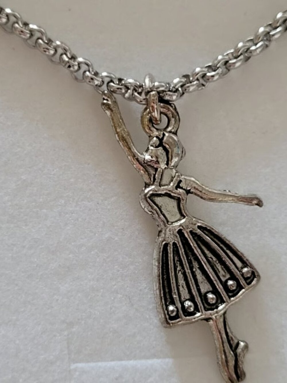 Elegant Silver Ballerina Pendant Necklace